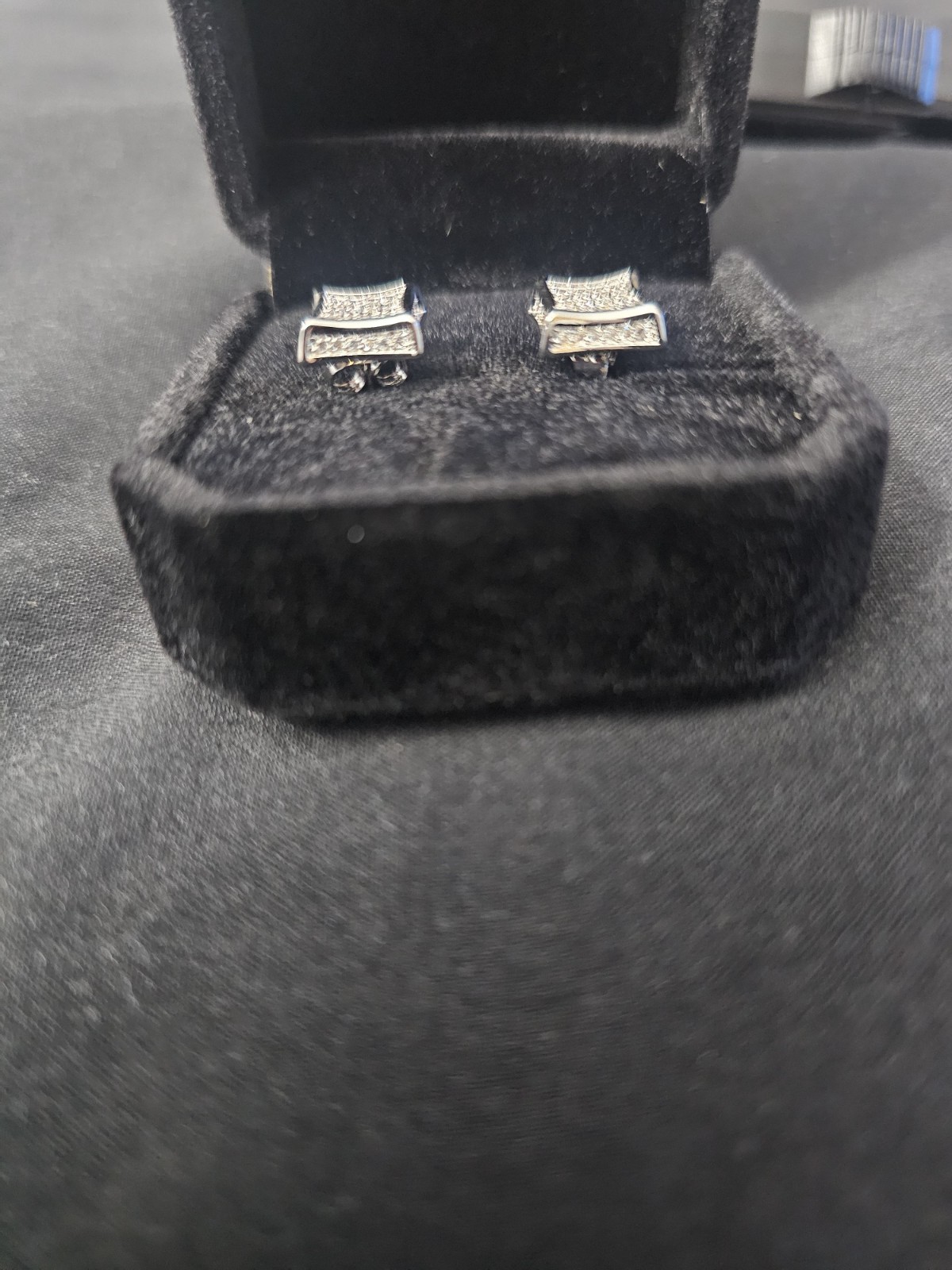 8.4mm  Silver Plated Square Stud Earrings with prong set Cubic Zirconia image 2