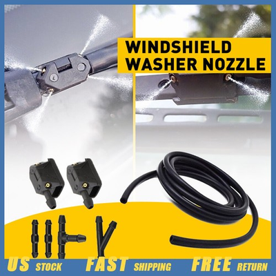 #ad #ad 2M Windshield Hole Washer Nozzle Fits Mostly Windscreen Washer Jet Pump Upgrade $10.44