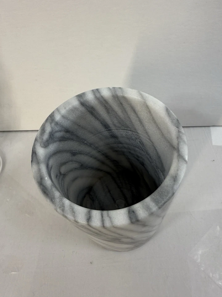 Enfriador/soporte para utensilios de vino de mármol blanco/gris caja y barril Foto 3 de 4