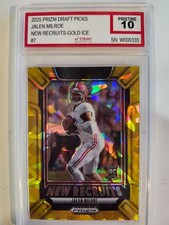 2025 Prizm Draft picks Jalen Milroe New Recruits-Gold Ice #7 Pristine grade 10