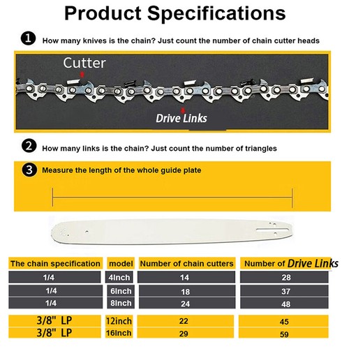 8 Inch 45DL/48DL Drive Links Electric Chainsaw Parts Tool Saw Chain Blade 1/4" - Picture 8 of 26