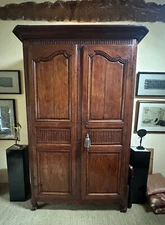 Antique 18th c French Mahogany Armoire Wardrobe Bordelaise Cabinet, 98"
