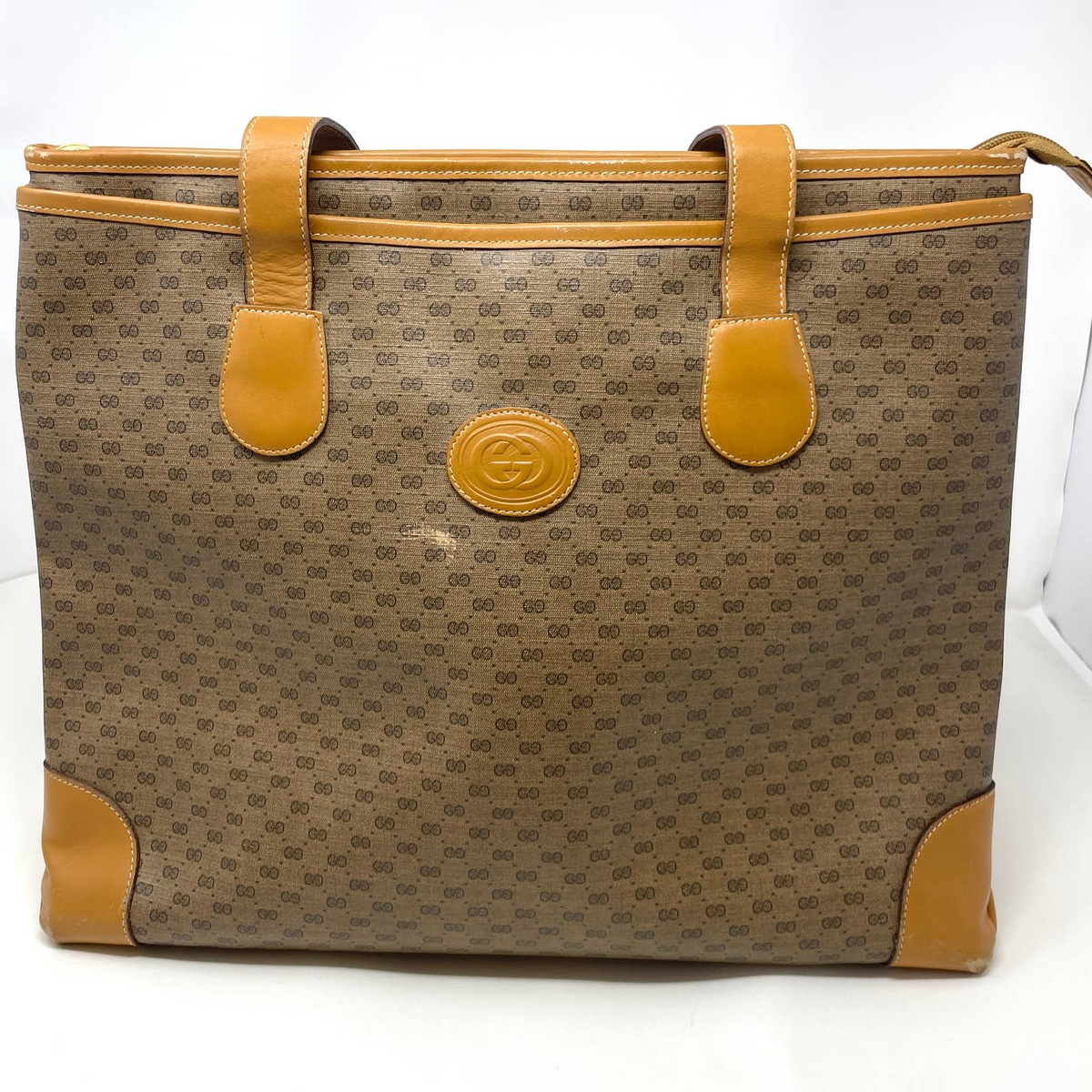 Gucci Vintage Micro GG PVC Leather Shoulder Tote Bag In Brown | eBay