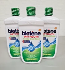 LOT 3 BIOTENE DRY MOUTH GENTLE ORAL RINSE MOUTHWASH MINT 16 FL OZ FREE SHIPPING