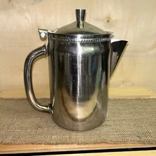 Vintage VOLLRATH Stainless Steel Carafe Pitcher w/ Hinged Flip Lid #46567 Korea
