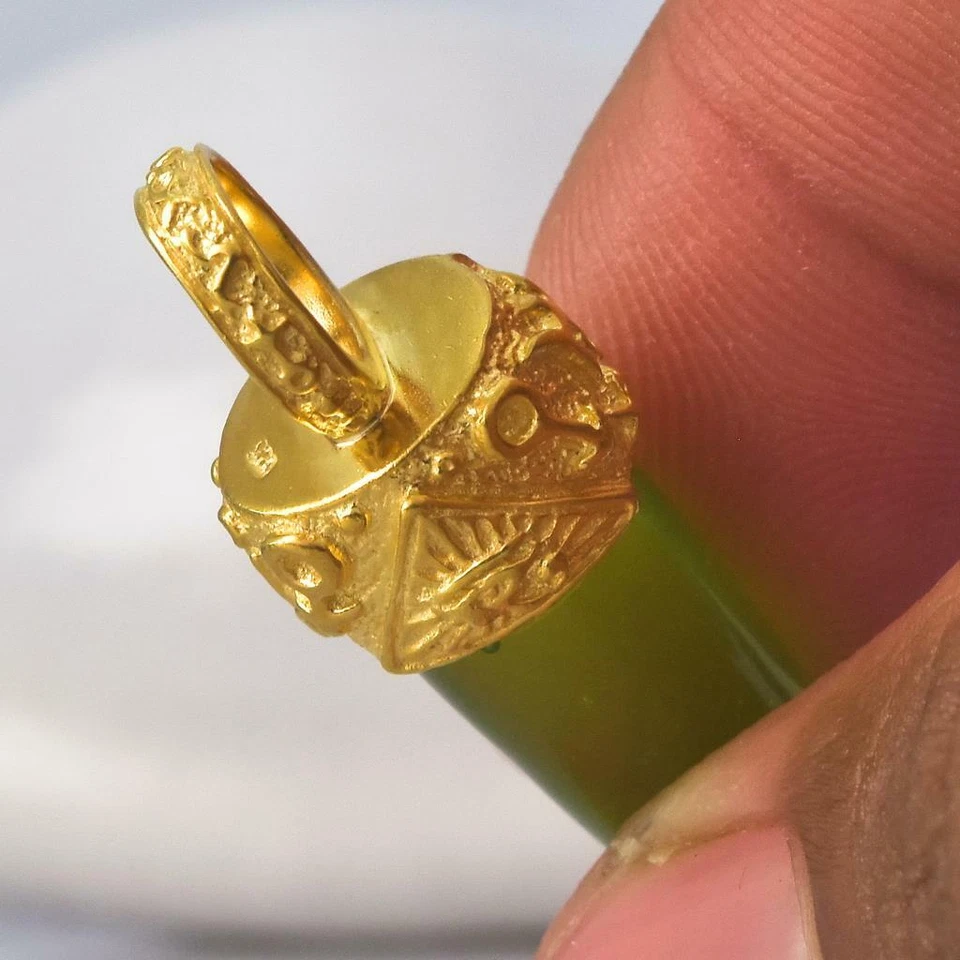 Gold Vermeil Sterling Mano Fico Figa Anhänger Geschnitzt Chalzedon Smaragd 10.55 - Bild 4 von 4