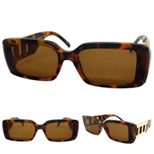 Women's Classy Elegant Modern Retro Style SUNGLASSES Thick Tortoise & Gold Frame