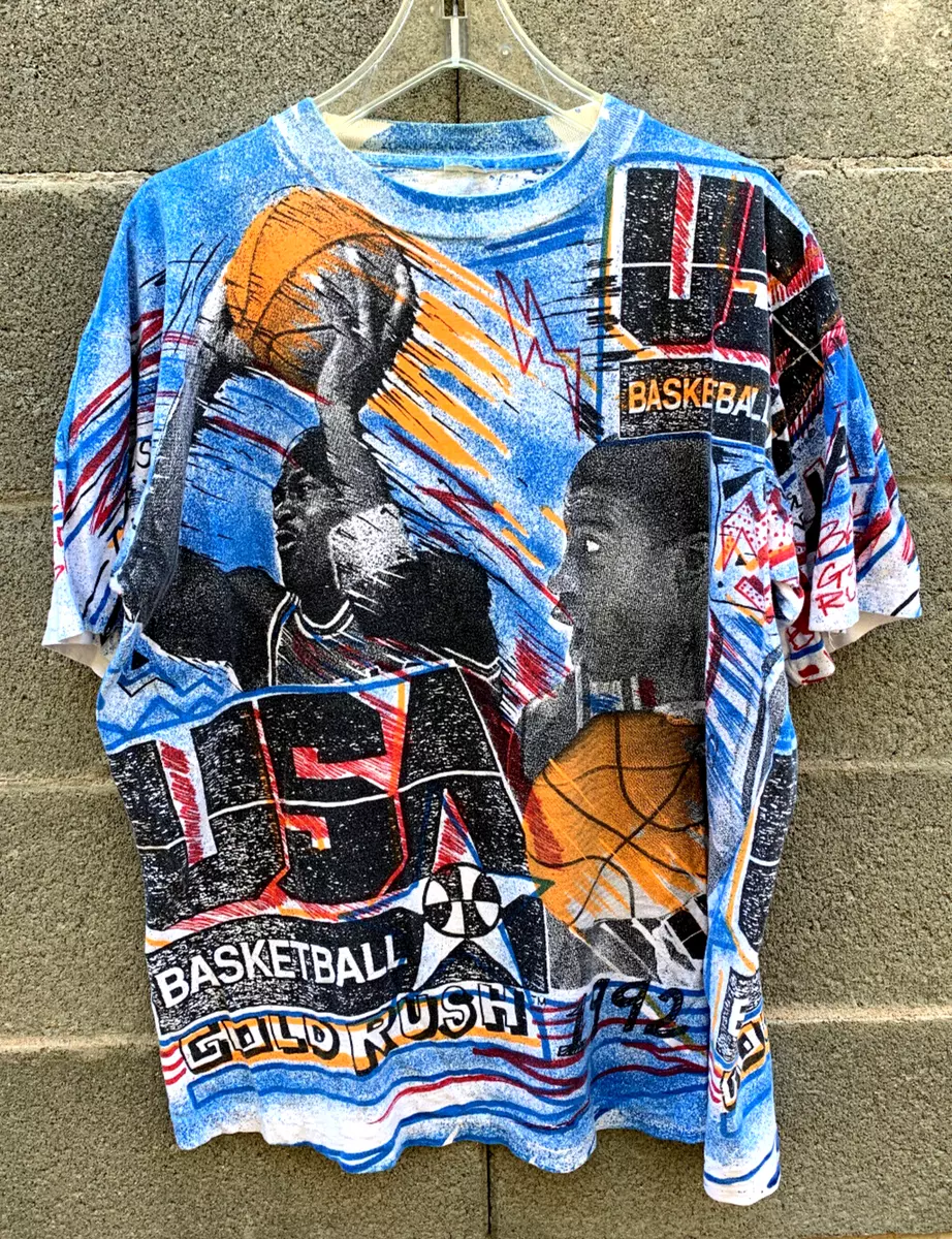 Vintage Michael Jordan Magic Johnson Ts USA Dream Team 1992 Gold Rush T  Shirt XL