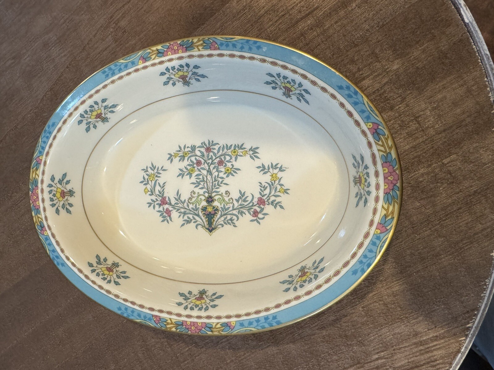 Lenox Blue Tree Platter with Gold Trim and Back Stamp