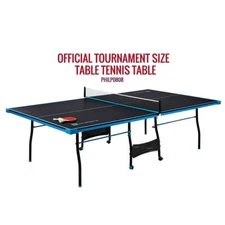 Official Size Indoor Tennis Ping Pong Table 2 Paddles Balls Foldable & Casters 