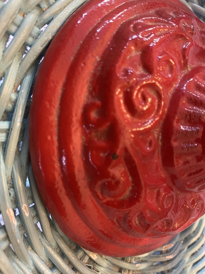 Vtg red Cast Iron enamel Cookbook Stand Recipe Holder book holder w