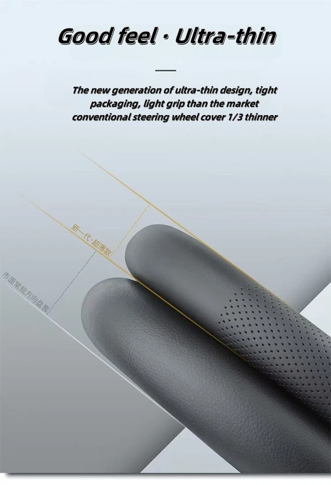 For Mercedes Benz All cars New 15" Genuine Leather Circular Steering Wheel Cover Foto 3 de 4