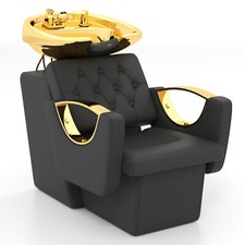 Black Gold Backwash Ceramic Shampoo Bowl Barber Stylist Salon Station Sink