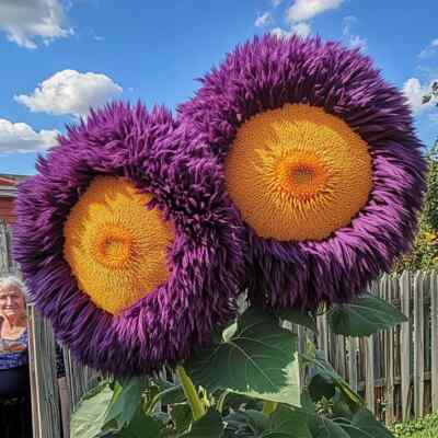#ad #ad 50 PCS Yellow Purple Enchanting Giant Teddy Bear Sunflower Seeds $4.95
