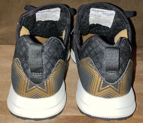 Ariat Fuse Women's Sneakers #8.5B Black Gold Striped Mesh Athletic Running Shoes - Picture 5 of 13