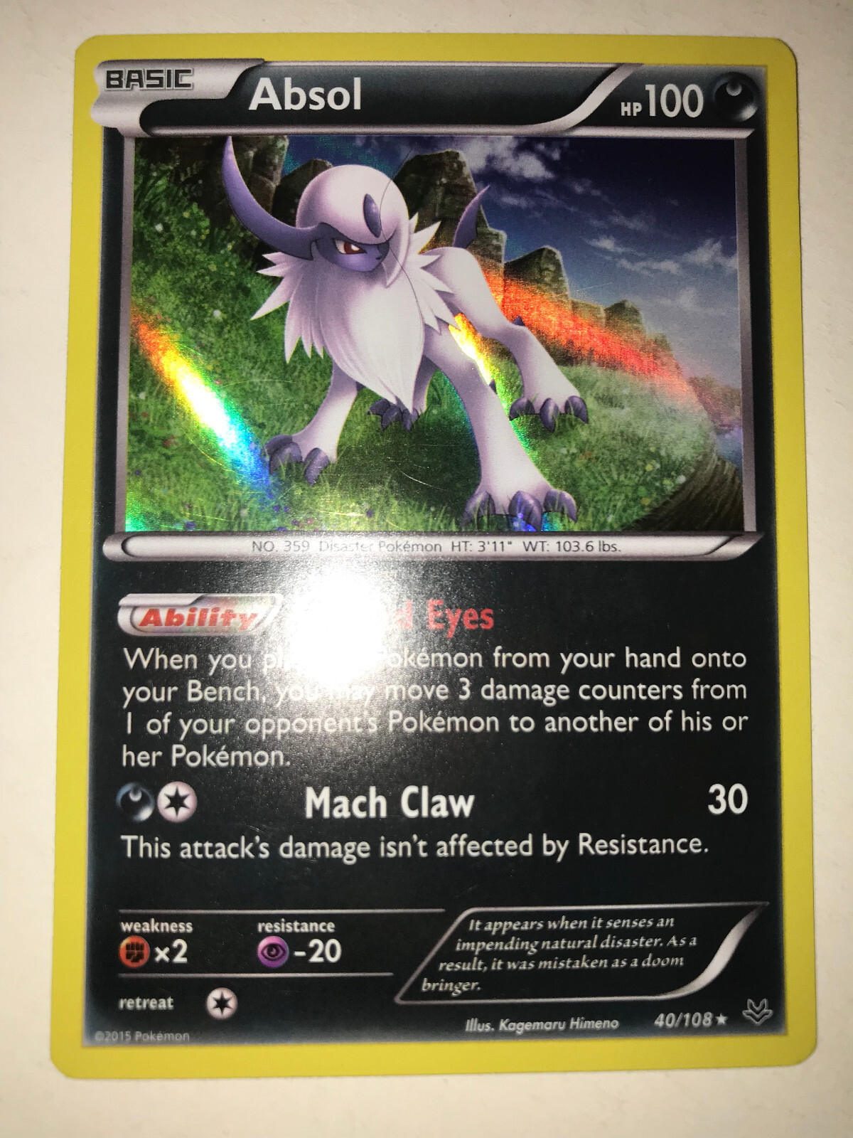 Pokemon TCG Absol Roaring Skies 40/108 Holo Rare LP/NM