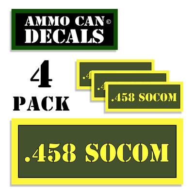 458 SOCOM Ammo Can 4x Labels Ammunition Case 3''x1.15'' sticker decals 4 pack AG