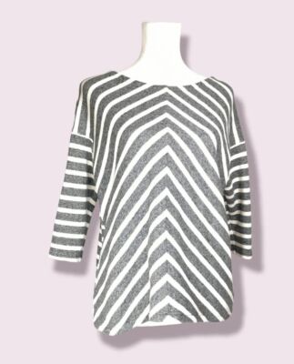 The White Stuff Sweatshirt Chevron Stripe grau meliert UK 10 UVP 37,50£ LN026 HH 05