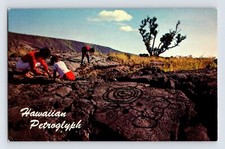 Postcard Hawaii Volcanoes National Park HI Puu Loa Petroglyph 1960s Unposted