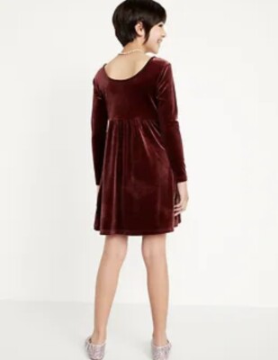 Gap Kids Dress Burgundy Long Sleeve Velvet Fit & Flare Holiday Dress | eBay