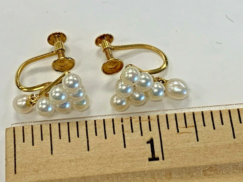  18k YELLOW GOLD   GENUINE FRESHWATER PEARL CLIP ON EARRING  - Image 3 of 4
