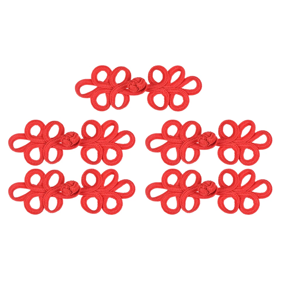 5 Paare chinesische Knoten Frosch Knöpfe Verschluss Rot Nähen Knöpfe, 8,5x3cm - Bild 1 von 4