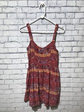 Forever 21, Women M, Brick Red Sleeveless Boho Smocked Back Pullover Mini dress