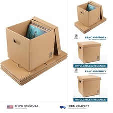 12" Vinyl Record Storage and Moving Box, Holds 60 Records or LPs, 2-Pack  Du...