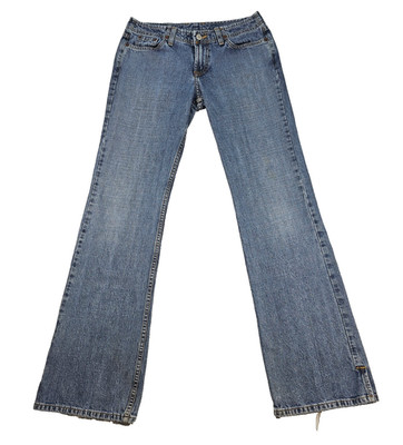 Vtg Lucky Brand Dungarees Women's Flare Jeans 6/28 Blue Low Rise Y2K Distressed