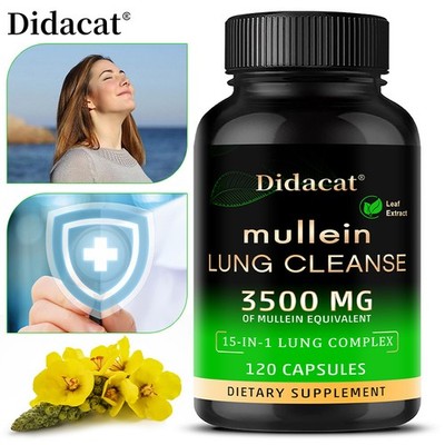 15 In 1 Lung Complex Mullein Extract Supplement Lungs Detox Cleanse 120 CT