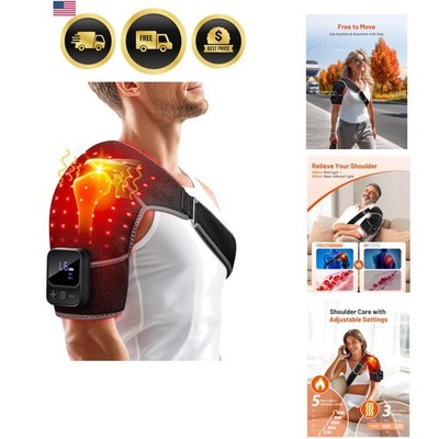 Red Light Therapy for Shoulder with Heat & Massage, 6 Modes Cord-Free Control...