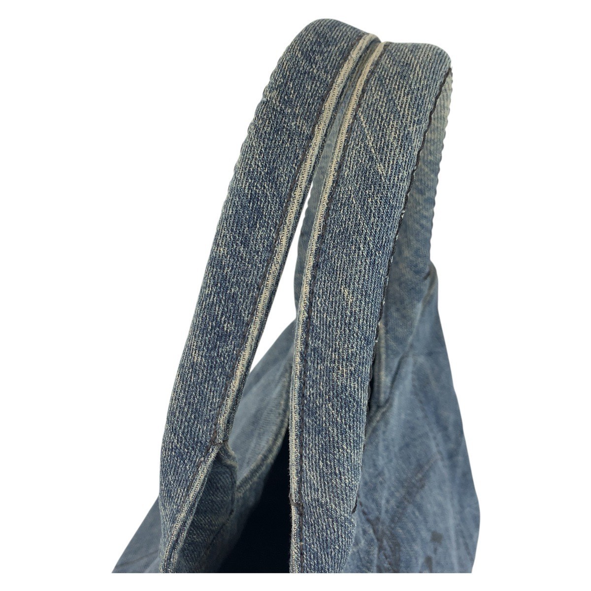 PRADA Canapa Triangle Logo Plate Blue Gold Hardware Canvas Tote Bag Handbag Ladi thumbnail 8