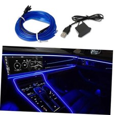 El Wire Interior Car Led Strip Lights 16.5ft Usb Neon Glowing Strobing El Blue El Wire Interior Car Led Strip Lights 16.5ft Usb Neon Glowing Strobing El Blue
