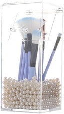 Makeup Brush Holder, Makeup Brush Organizer with 8mm White Pearls,