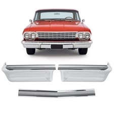 New Replacement Fit For Chevrolet Impala 1962 Chrome Front Bumper Panel Set 3pcs