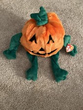 TY Beanie Buddy Retired 1999 Halloween PUMKIN Jack-O-Lantern Pumpkin NWT
