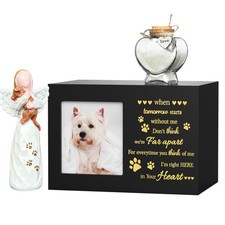 Pet Memorial Urn with Photo Frame, 110 Cubic Inches Wooden Pet Cremation Urn ...