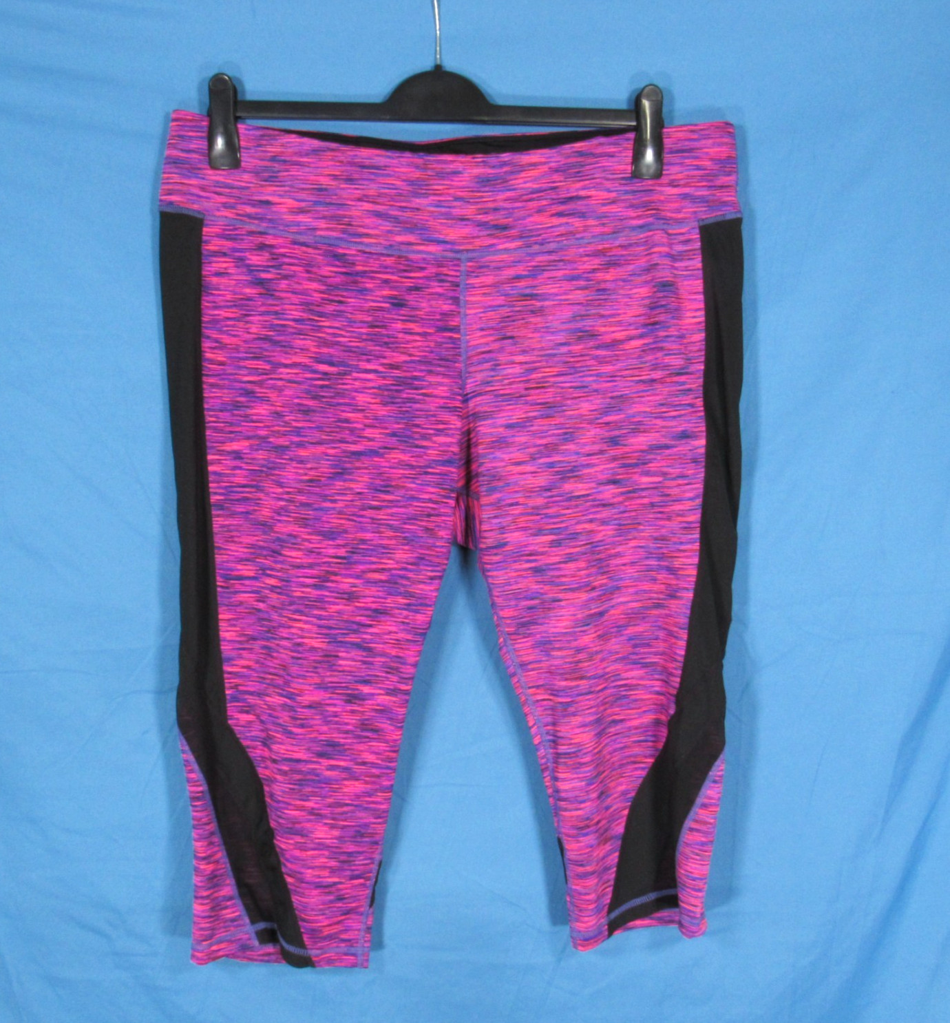 IDEOLOGY Purple/Pink SPACE DYED Athletic SHEER MESH ANKLE Cropped LEGGINGS Sz 3X
