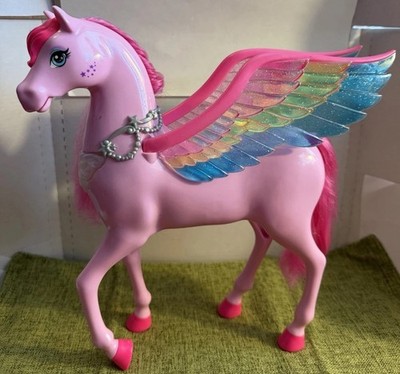 Barbie A Touch of Magic Pink Pegasus Rainbow Wings Pink Makes Music Lights Up