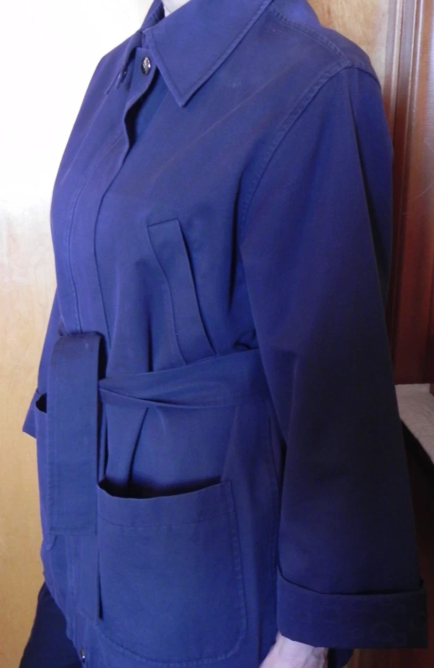 Gabardina de algodón Salvatore Ferragamo chaqueta de lluvia talla US 10 azul marino Italia Foto 4 de 4