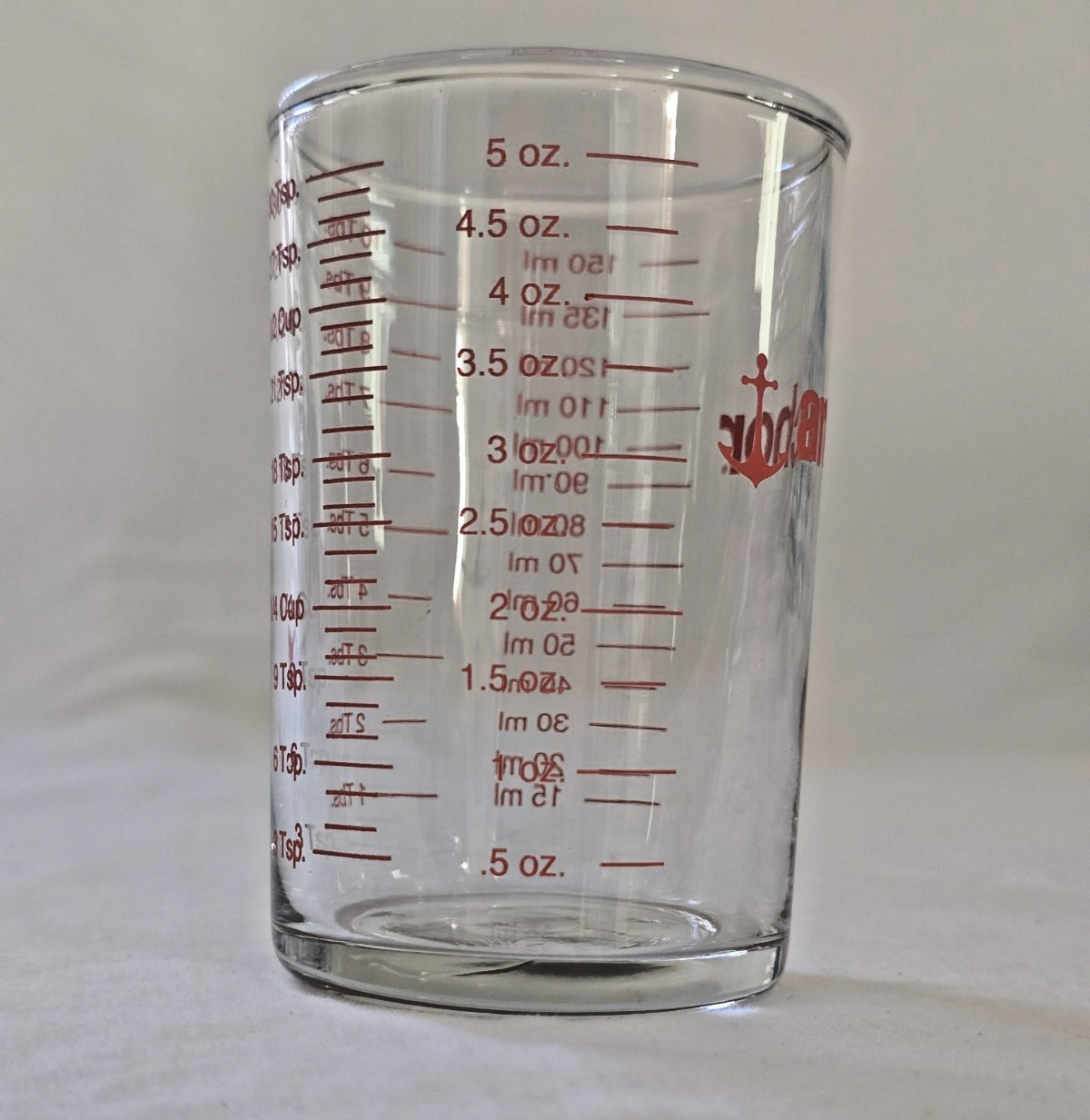 Anchor Hocking 5 oz Clear Glass Measuring Cup For Oz ,Tsp, Tbsp, ml