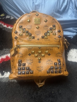 MCM Stark BackpackVisetos M Studs Medium Cognac Authentic 