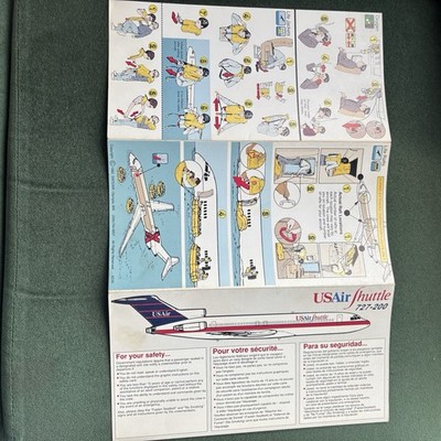 USAir Shuttle 727-200 Safety Card Vintage Original Airline Issue