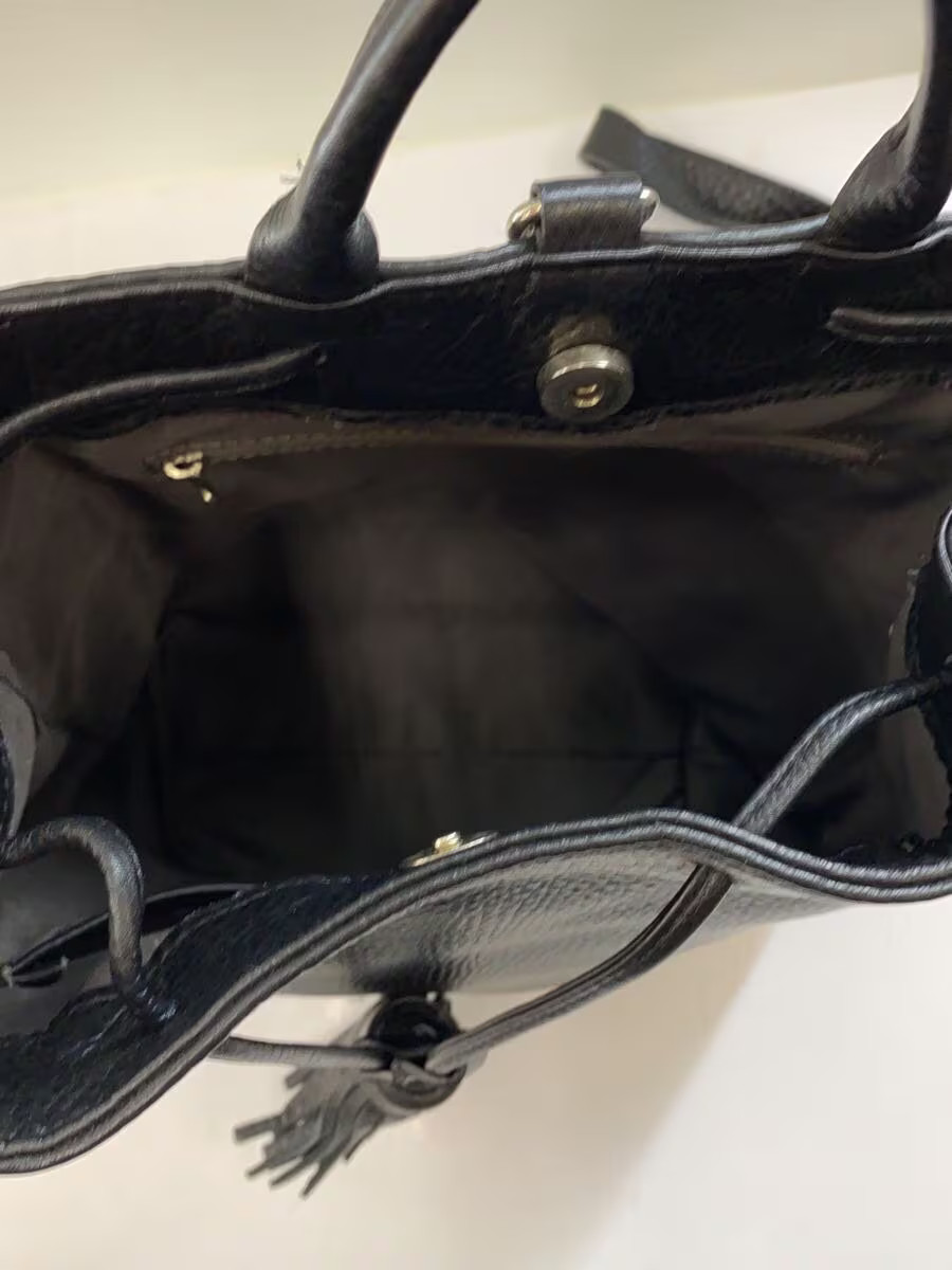 Other Brand Drawstring Backpack Leather Black Sol… - image 5