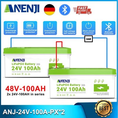 51.2V 100Ah 5.12Kwh LiFePO4 Li-ion Batterie Set 24V 48V BMS Bluetooth Smart APP