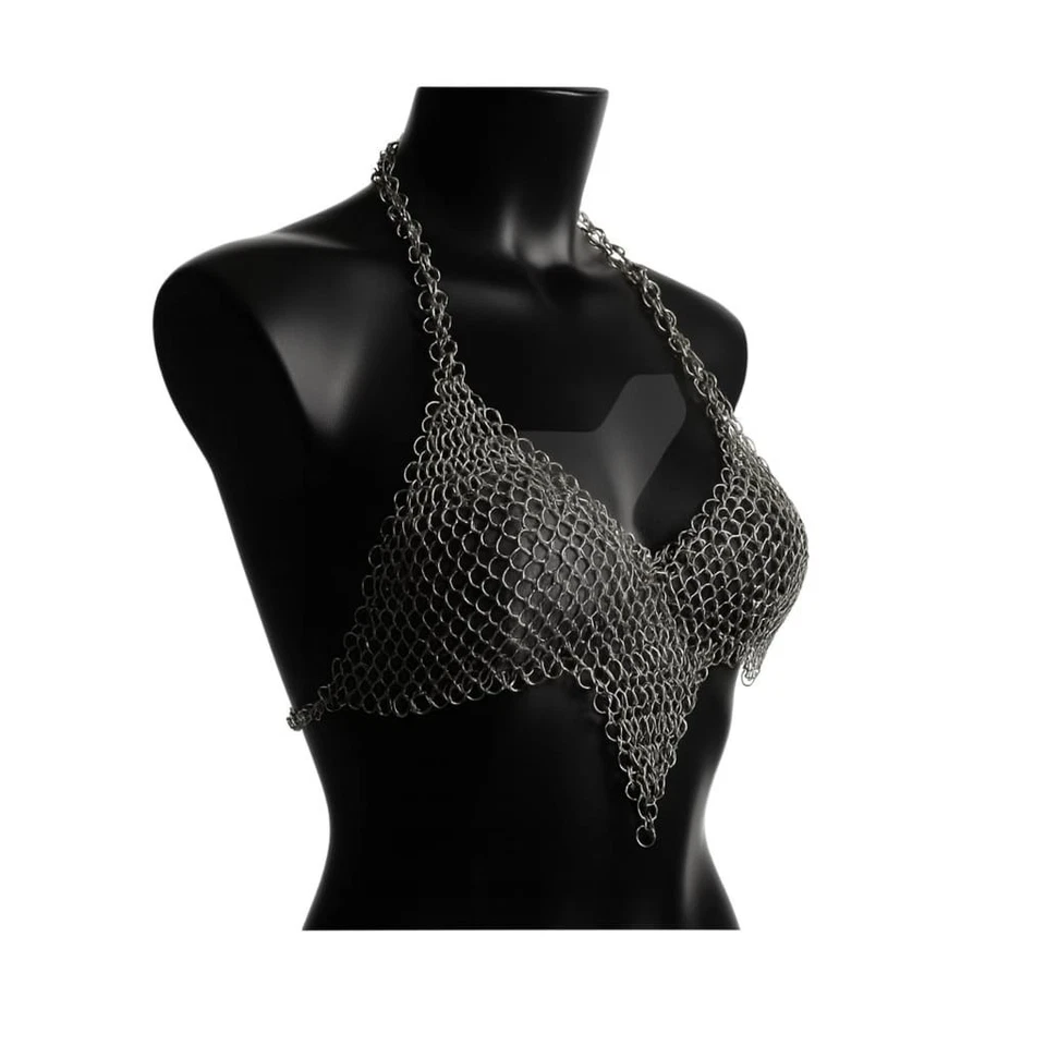Handmade Chainmail Bra Top | Metal Ring Halter Bikini | Adjustable Chain Top - Image 2 of 4