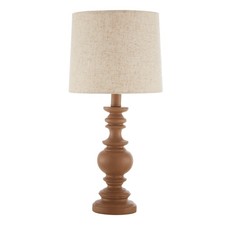 Resin Table Lamp With Linen Shade 18.75 Inch Brown Modern Bedroom Home Decor