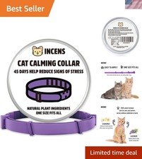 Purple Adjustable Cat Calming Collar with 45-Day Anxiety Relief  Essential Oils