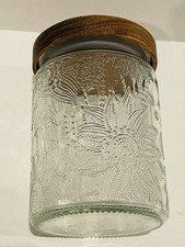 Glass Jar Glass Canister Storage Container with Airtight Lid Flower Pattern