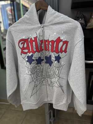 Sp5der Worldwide Atlanta Grey Zip Hoodie Size M (NEW) 100